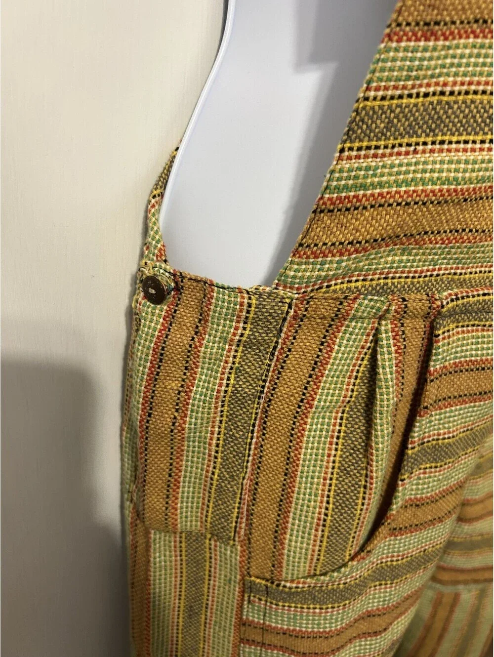 Shorts Jumper Made In Mexico Adjustable Tie Straps Pockets  Multi color raw edge